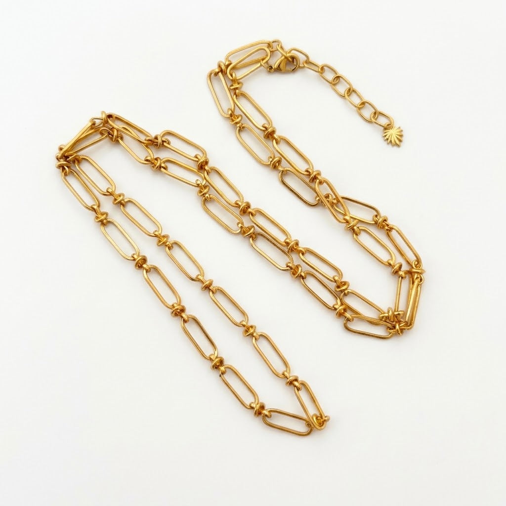 Modern Paper Clip Chain Necklace Long