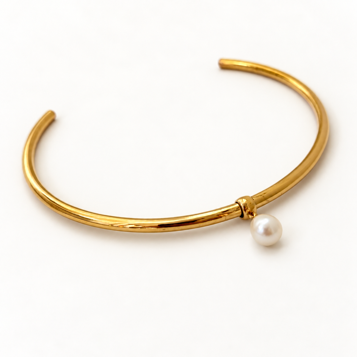 Thick Collar Necklace Pearl Drop