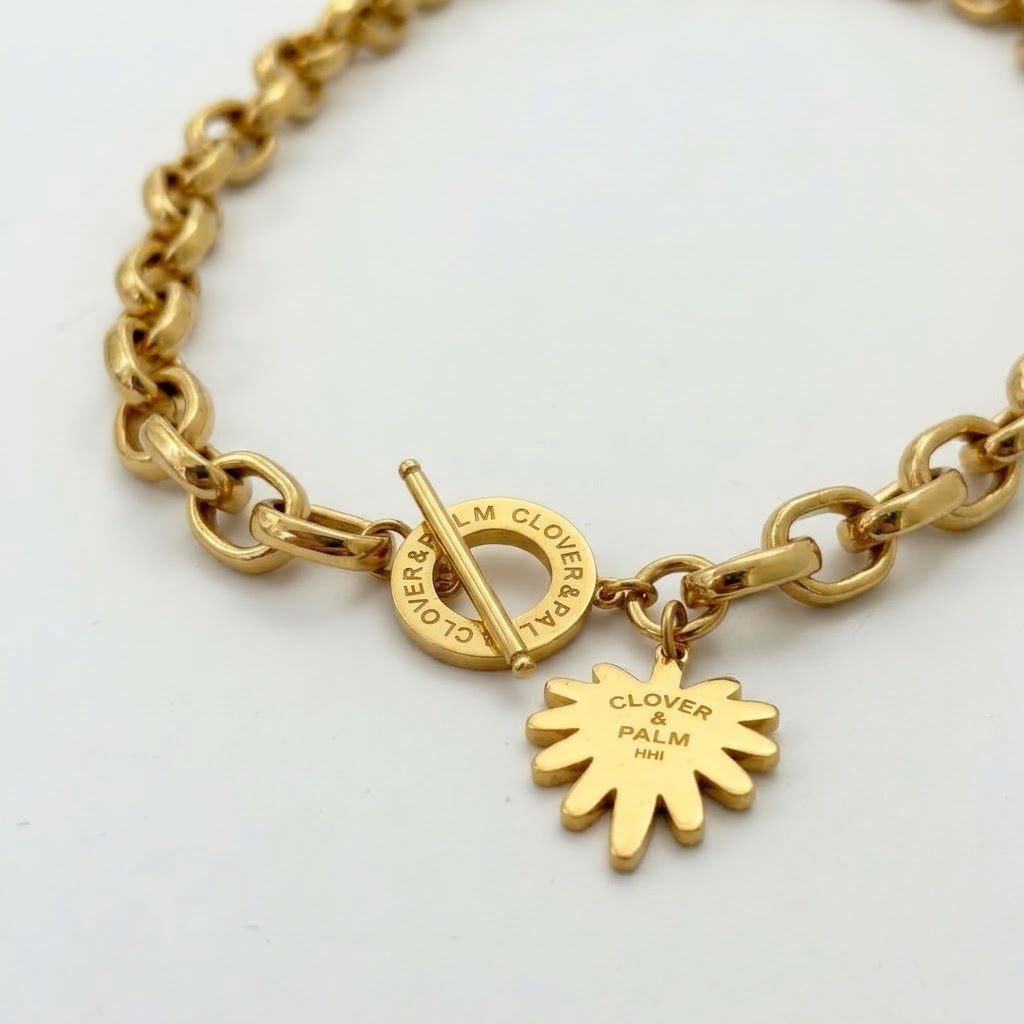 Clover & Palm Chain Necklace Tag