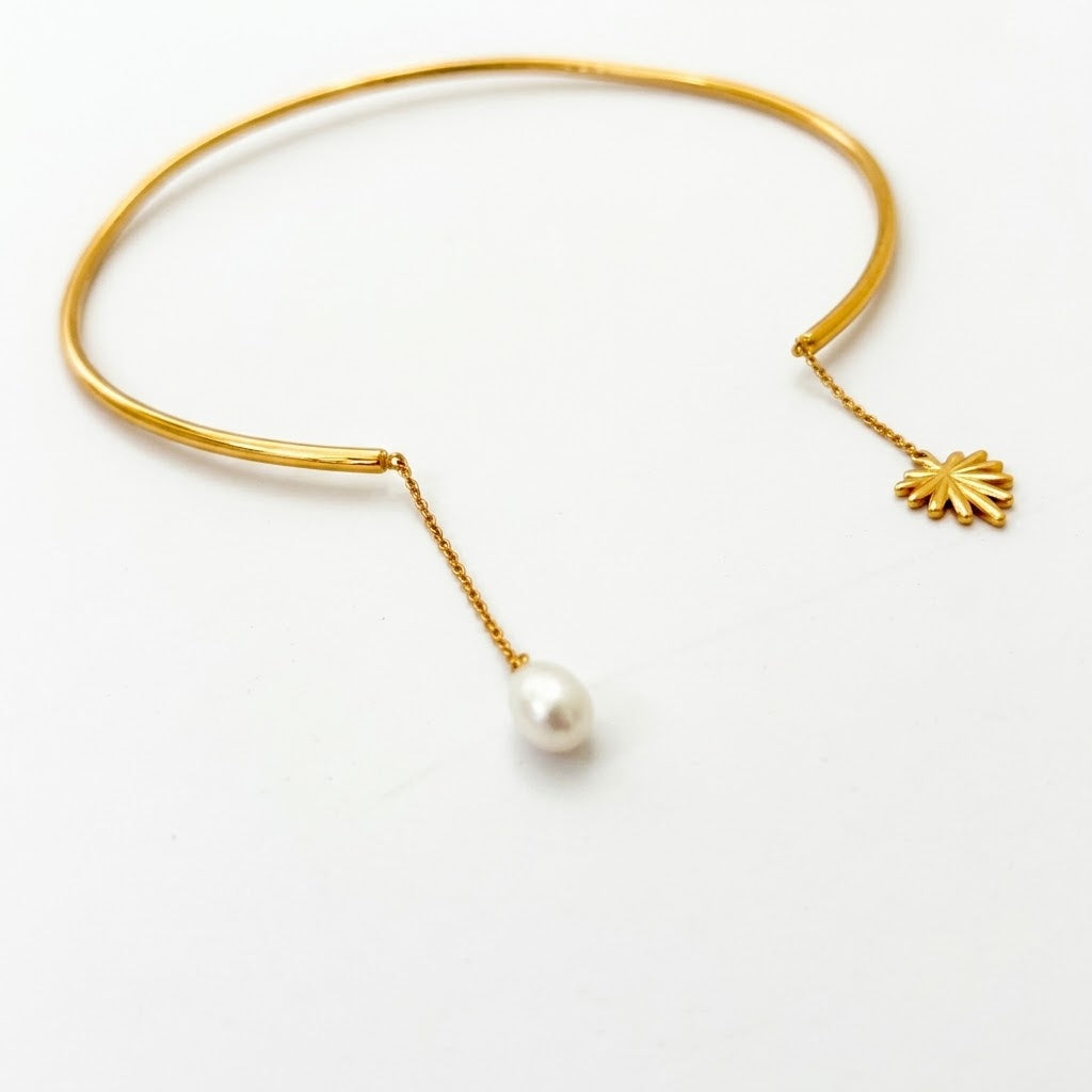 Collar Pearl & Palm Necklace