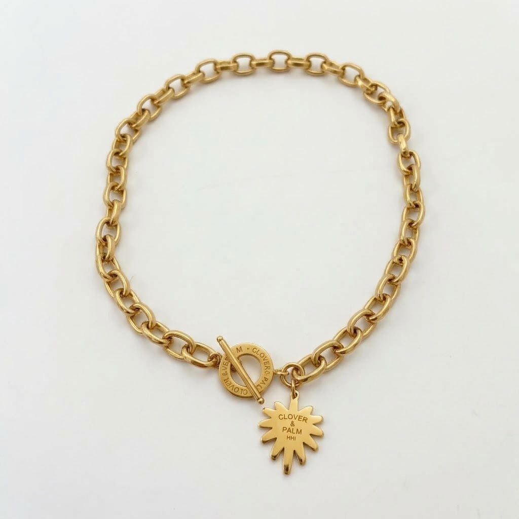 Clover & Palm Chain Necklace Tag