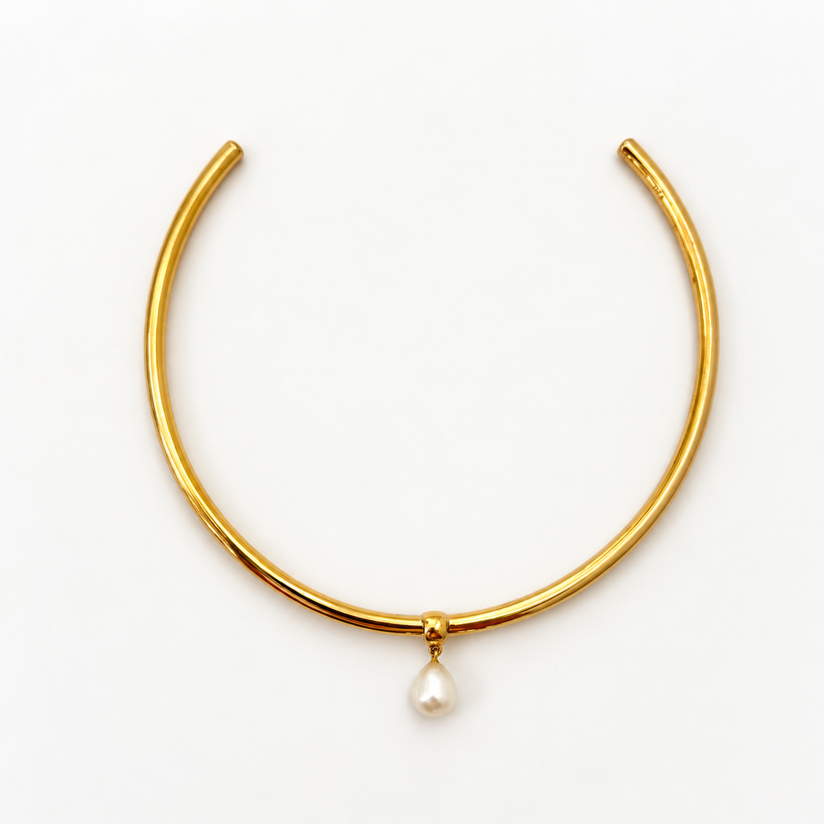 Thick Collar Necklace Pearl Drop